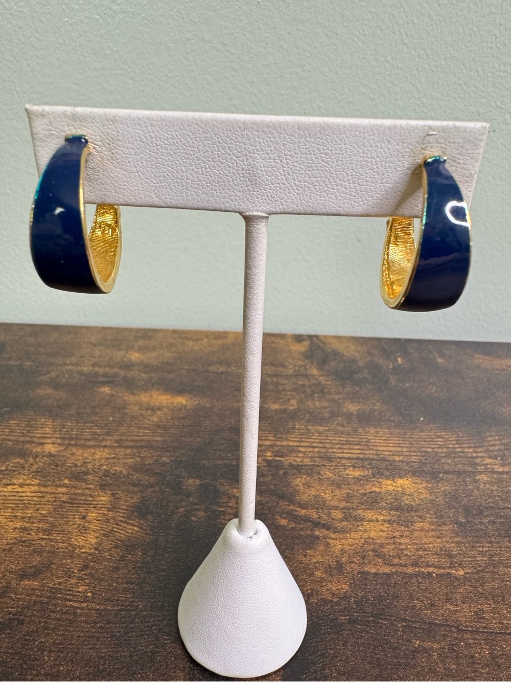 ART Classic Navy Enamel Hoop Clip- On Earrings